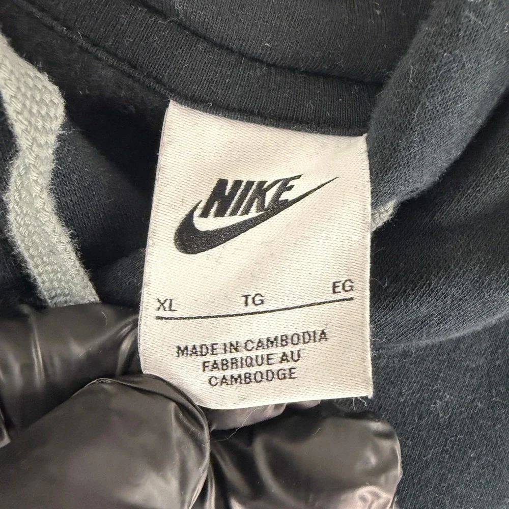 Nike Hoodie Mens XL Black All Over Swoosh Logo Print Pullover DV9601-011 Fleece